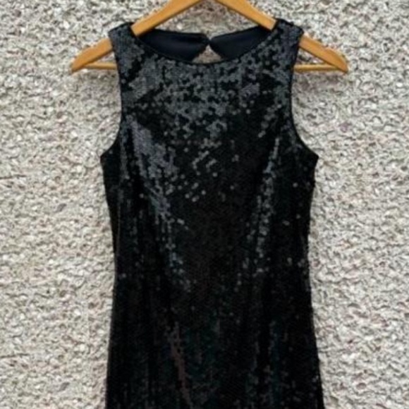Black Sequin Cocktail Dress with Open Back NWOT - Picture 3 of 5